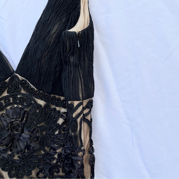 SUE WONG | VINTAGE BEADED LACE ILLUSION SLEEVELESS COCKTAIL DRESS SIZE 10 - Picture 6 of 7